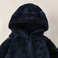 thumbnail image 4 of 9-12 Months Newborn Baby Bodysuits Girls Hooded Romper Comfortable Fleece Lined Warm Stylish Covers Hands And Feet Newborn Fall Winter Gift Clothes,Navy Jumpsuit, 4 of 4