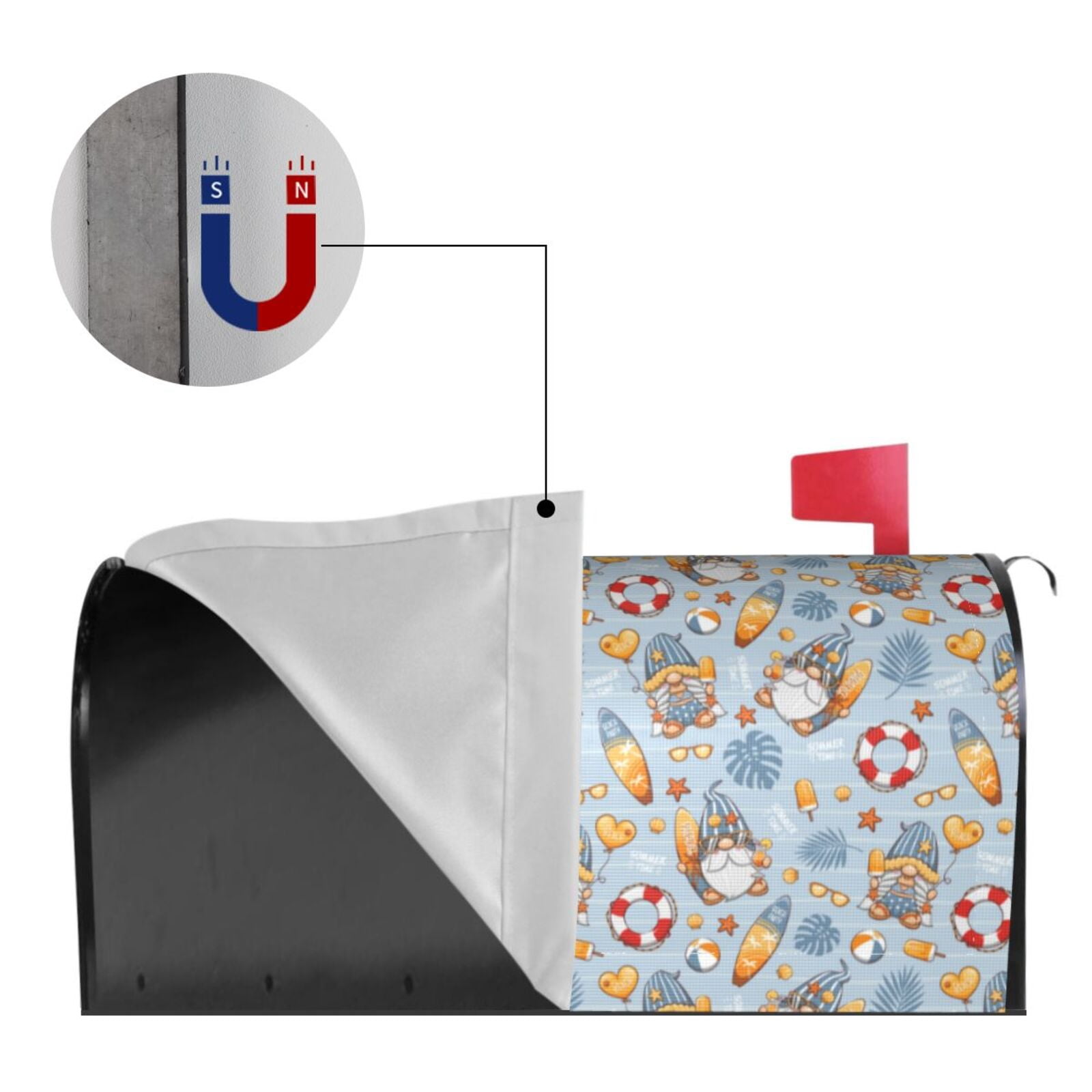 Logiee Summer Time With Gnome Print Post Letter Box Wrap Decor, Mailbox Cover Suitable for Standard Mailbox and Large Size Mailbox,Outdoor Yard Decoration-21x18 in