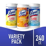 Lysol Disinfecting Wipes (1 Lemon + 1 Crisp Linen + 1 Brand New Day Mango & Hibiscus) 2/(3x80) Count