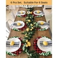 thumbnail image 4 of 13 Inch Round Placemats Set of 6, Christmas Snowman Non Slip Heat Insulation PP Table Mats, Red Black Check Xmas Tree Snowflake Washable Place Mats for Kitchen Dining Party Table Decor, 4 of 7