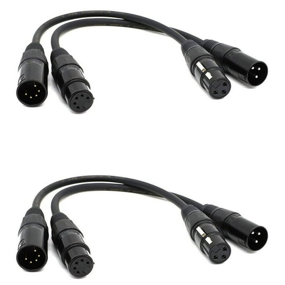 2X XLR Male 3 Pin to XLR Female 5 Pin & XLR Female 3 Pin to XLR Male 5 Pin Audio Cable, for Microphone Stage Light