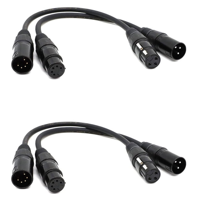 2X Cable de Audio XLR Macho de 3 A XLR Hembra de 5 Y XLR Hembra de 3 A XLR Macho de 5 , para Micrófono DMX Luz de Escenario