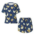 thumbnail image 5 of Wukai Funny Chicken Women's Pajama Set,Short-Sleeve Top and Shorts with Elastic Waistband and Pockets for Loungewear, Yoga, and Casual Wear-, 5 of 8