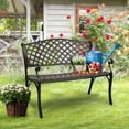 thumbnail image 6 of VINGLI 40.5" Patio Garden Bench,Anti- Rust Cast Iron Cast Aluminum Frame for Outdoor Path Yard Lawn Work Entryway Decor Deck, Bronze, 6 of 8