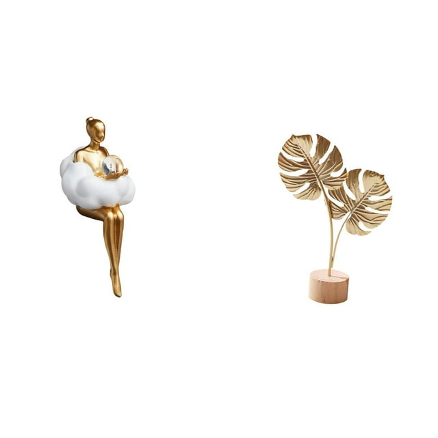 Figura decorativa de resina con forma de hoja, de una niña, con un diseño estético y abstracto. Escultura de arte abstracto. Adorno creativo para la o