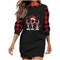 thumbnail image 1 of TIMIFIS Robe de Noël pour Femmes, Décontractée, à Manches Longues, à Carreaux Imprimés, Col Rond, Mini-Robe pour Dames, Printemps, 1 of 4