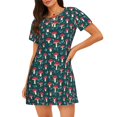 thumbnail image 4 of Salouo Amanita Mushroom Print Short Sleeve Sleepshirt for Womens Comfy Nightgown Scoopneck Cute Nightdress Ruffle -Medium, 4 of 7