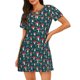 thumbnail image 1 of Easygdp Amanita Mushroom Camisón de manga corta para mujer, informal, estampado, 1 of 6