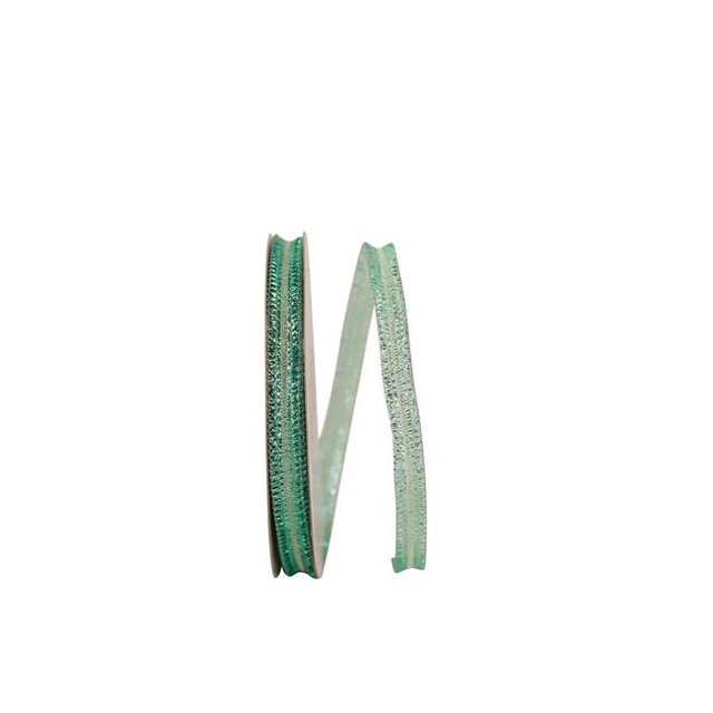 Reliant Ribbon 25766W-913-02J 0.5 in. 25 Yards Dainty Metallic Corsage Wired Edge Ribbon, Turquoise