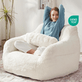 thumbnail image 6 of Ebenchico 3.8ft Oversized Bean Bag Chair for Adults Teens Kids, Beanbag Chairs with Pillow, Reading Gaming Relaxing Chair, White, 6 of 15