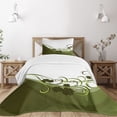 thumbnail image 3 of Ambesonne Olive Green Quilted Bedspread Set 2 Pcs, Wedding Inspired, Twin Size, Pale Green White, 3 of 6