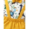 thumbnail image 6 of Mikrdoo Toddler Baby Boys Clothes Baby OOTD Dinosaur Bow Tie Turn-down Collar Shirt Straps Suspender Shorts 2PCS Outfits Yellow 2-3 Years, 6 of 7