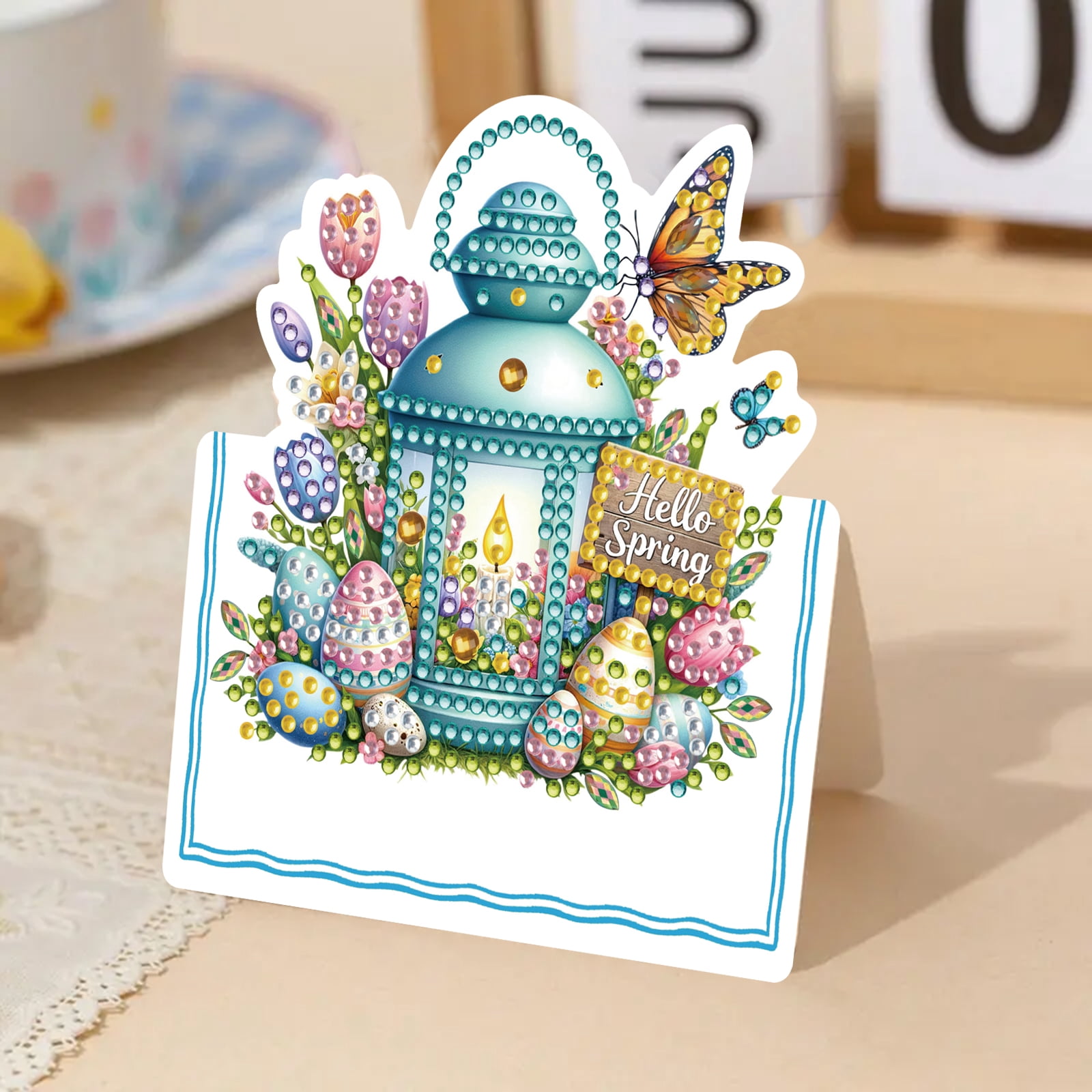 FLOPESN 12Pcs Easter Foldable Greeting Card set,DIY Diamond Art Painting with White Envelopes for Festival Holiday