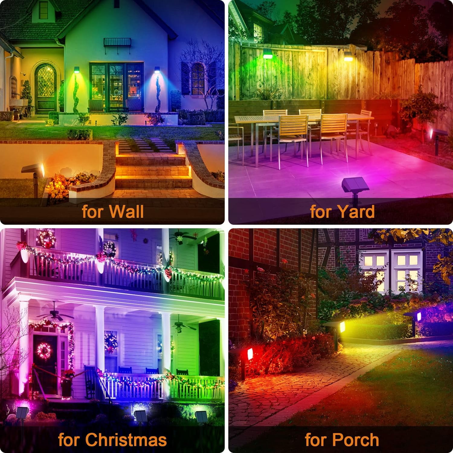 DAYBETTER Outdoor Solar Lights, 7 Modes/6 Color Changing Multicolor Spotlights for Yard Garden Decor