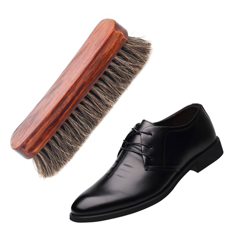 Boot Brush, 3 Pieces Shoe Brushes Horse Hair Brush for Leather, Shoe Polish  Brush,Gentle and Effective Shoe Cleaning Tool