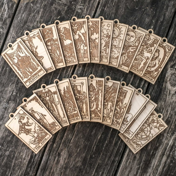 Ornament - Major Arcana -Tarot Deck - Set of 22 - Raw Wood 2x3in
