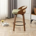 30" Swivel Rattan Stools MidCentury Modern Green Faux Leather