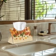 thumbnail image 5 of COEQINE Tissue Box Cover Case PU Leather Rectangle Facial Paper Dispenser Napkin Tissue Organizer for Bedroom Dresser, Dinner Table, Office Tabletop Fall Home Decor, Maple Leaf Yellow Green, 5 of 7