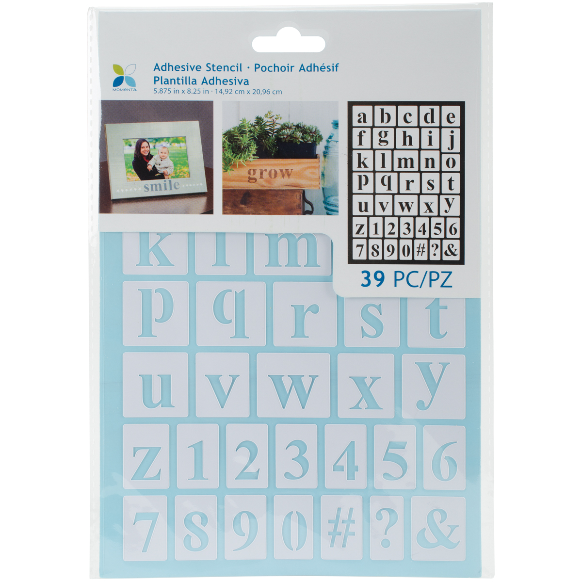 Momenta Adhesive Stencils 6 Inch X 8 InchLowercase Alphabet Serif