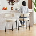 thumbnail image 3 of SSyao 24'' Bar Stools, Modern Counter Height Bar Stools with Curved Back and Black Metal Frame, Upholstered Kitchen Stools, Barstools for Kitchen Island, Bar, Dining Room.-Set of 3-White, 3 of 10