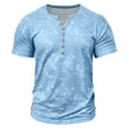 thumbnail image 3 of Hvot&aat Men's Retro Casual Short Sleeved Shirt Button Up Shirt Distressed Henley Shirts Slim Fit Blouses, 3 of 4