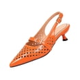 thumbnail image 2 of Mfakffe Mary Jane Shoes for Women Comfortable Pointed Toe Casual Outdoor Fashion Cut Out Shoes Slip on Versatile Low Kitten Heel Shoes Orange 6.5 Wide（EU:37）, 2 of 5