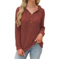 thumbnail image 3 of Hoodies Long Sleeve V-Neck Casual Sweatshirts Fall Outfits Pullover Winter Clothes Wine Red L, 3 of 7