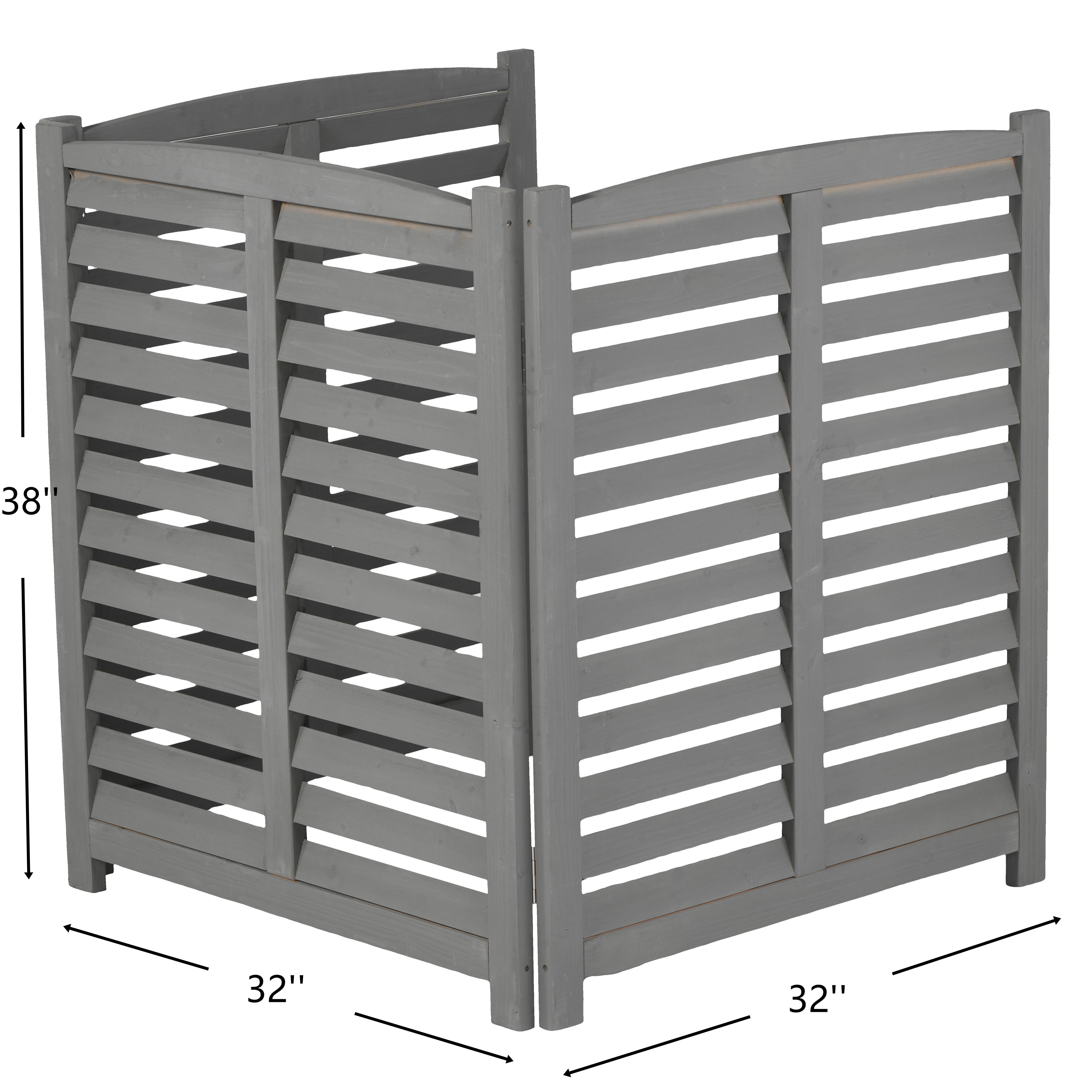 3-Panel Solid Wood Privacy Screen 32×38 Inch, Ventilated Outdoor AC Unit Fence Freestanding Enclosure for Trash Cans Pool Pump Patio Garden Decor