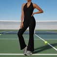 thumbnail image 4 of Cutuoiiu Womens Lace V-neck Halter Jumpsuit Backless Flared Pants Yoga Bodysuit for Workout Gifts, 4 of 6