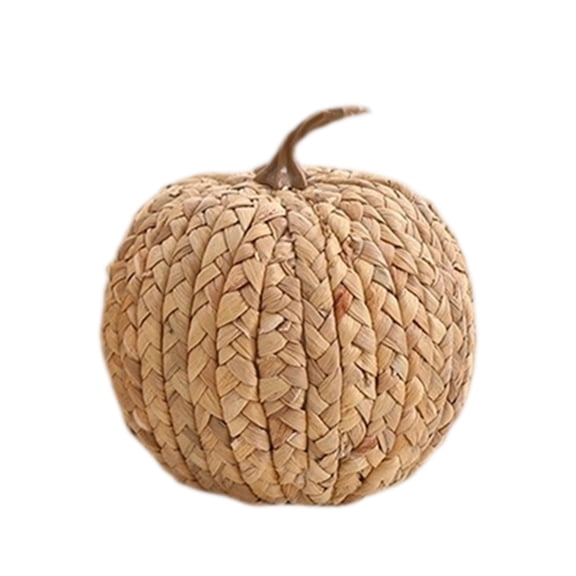 1Pc Pumpkin Fall Decor, Woven Wicker Pumpkins for Home, Farmhouse Style, Autumn Thanksgiving Decorations, Fall Centerpieces for Table Porch Mantel Indoor - 4.7''