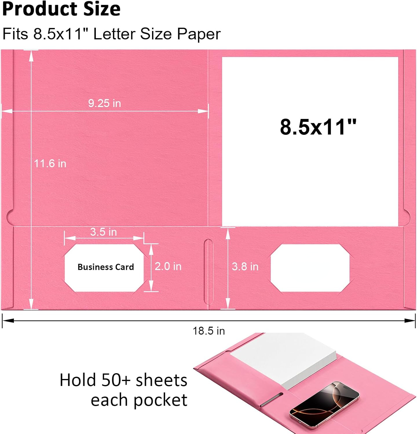 SUMMIT -  Two Pocket Folders, 100 Pack 2 Pocket Folders Fit Letter Size Paper, Pastel Paper File Folders with Pockets for School Office Home Business, Assorted 5 Colors