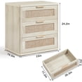 thumbnail image 2 of 2 Pack Leyaoyao Boho 3-Drawer Dresser, Rattan Nightstand & End Table, Modern Chest of Drawers for Bedroom, Living Room, Hallway, Grey White, 2 of 9