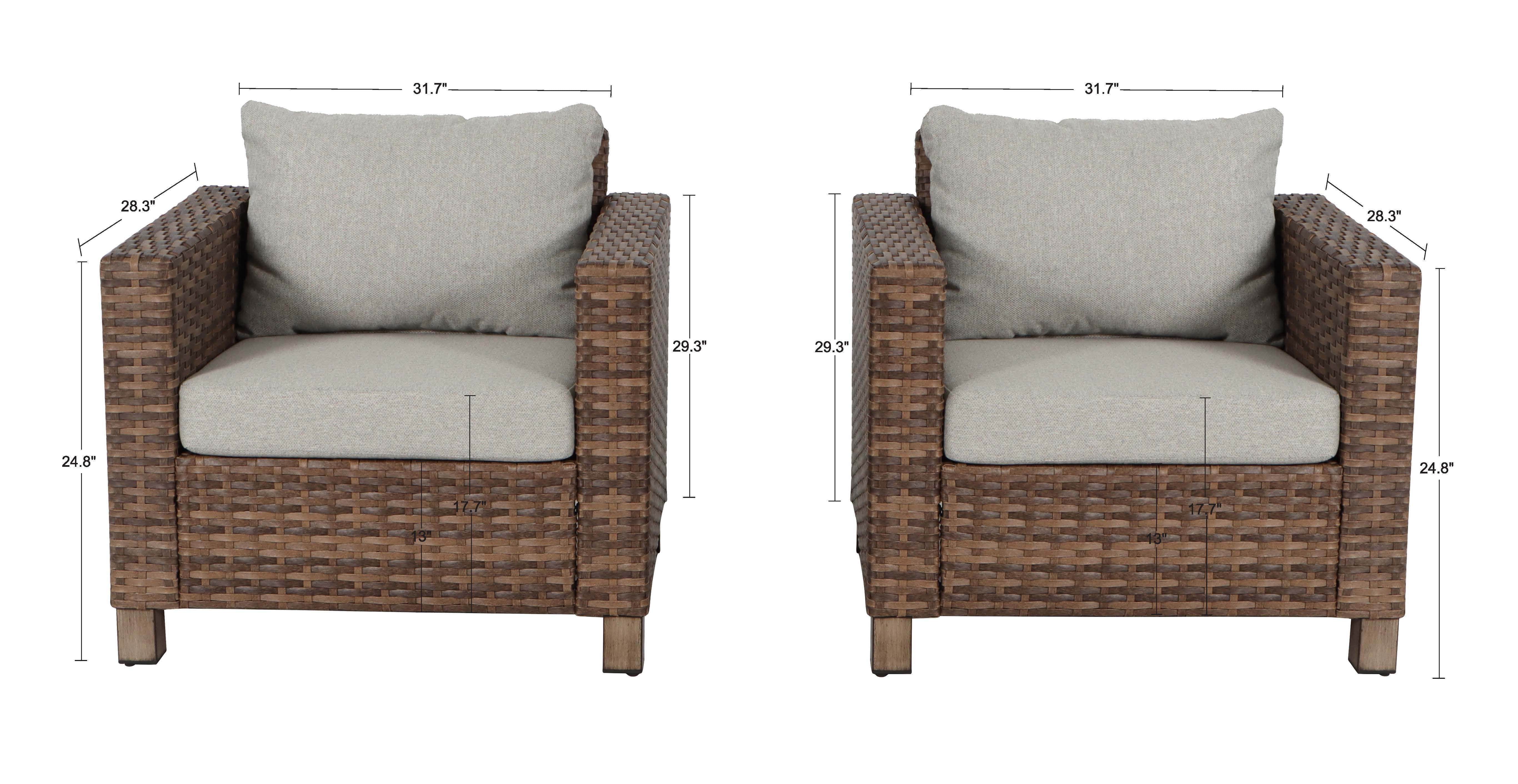 Better Homes & Gardens Brookbury Outdoor 2pk Club Chairs, Brown Wicker, Beige Cushion