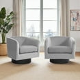 thumbnail image 6 of UIXE Swivel Barrel Accent Chairs Set of 2, Velvet Upholstered Armchair for Living Room, Comfy Club Arm Chair Bedroom Side Reading Seat for Home Office - Gray, 6 of 7
