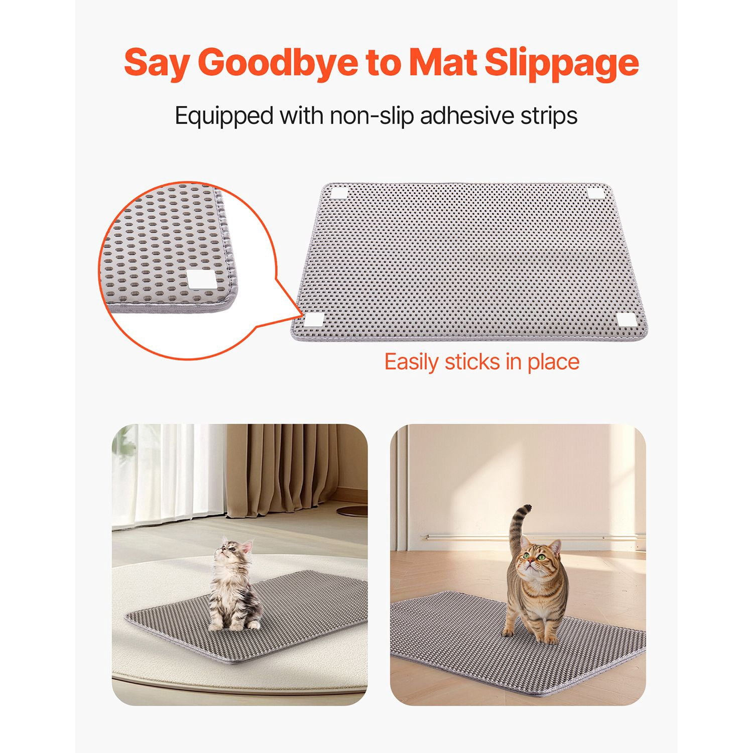Style Cat Litter Trapping Mat, 30x24 Inches, 2-Layer Honeycomb Design, Non-Slip & Leak-Proof Litter Box Floor Mat