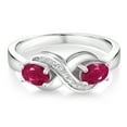 thumbnail image 2 of Gem Stone King 1.31 Ct Oval Red Ruby White Created Sapphire 925 Sterling Silver Ring, 2 of 5