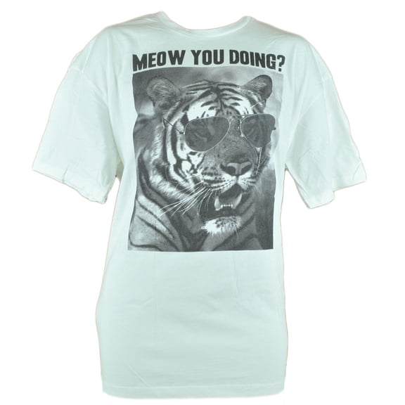 Meow You Doing Tiger Sunglasses White Black Funny Joke Novelty Tshirt Tee XLarge