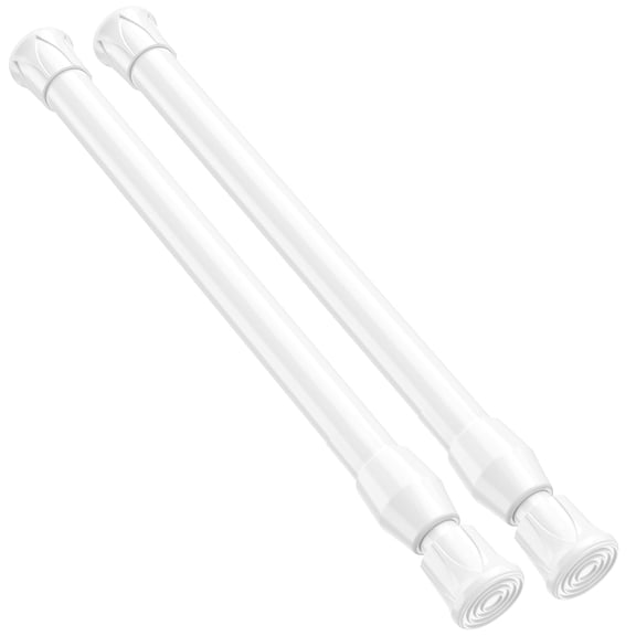 2 Pack Small Tension Rod 12 to 19 Inch Adjustable Tension Curtain Rod Mini Closet Spring Rod No Drilling Short Tension Rods for Windows,Cupboard,Kitchen Cabinets,White