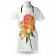 thumbnail image 3 of Rose Apron Hand Drawn Rose in Watercolors Lively Petals Botanical Floral Inspiration, Unisex Kitchen Bib Apron with Adjustable Neck for Cooking Baking Gardening, Green Orange Coral, by Ambesonne, 3 of 3