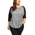 thumbnail image 1 of CamiseRaglán Con Estampado De Leopardo Cuello Redondo PaMujer Negro XXL, 1 of 5