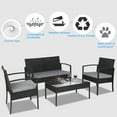 thumbnail image 6 of Wicker Patio Furniture Sets, 4 Piece Outdoor Conversation Set with Wicker Chairs, Loveseat Sofa, Glass Coffee Table, All Weather Rattan Patio Furniture Sofa Set for Yard, Porch, Garden, Pool, LL915, 6 of 8