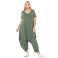 thumbnail image 2 of Pastel by Vivienne Women's Short Sleeve Harem Jumpsuit in Plus Size Olive XXX-Large, 2 of 4