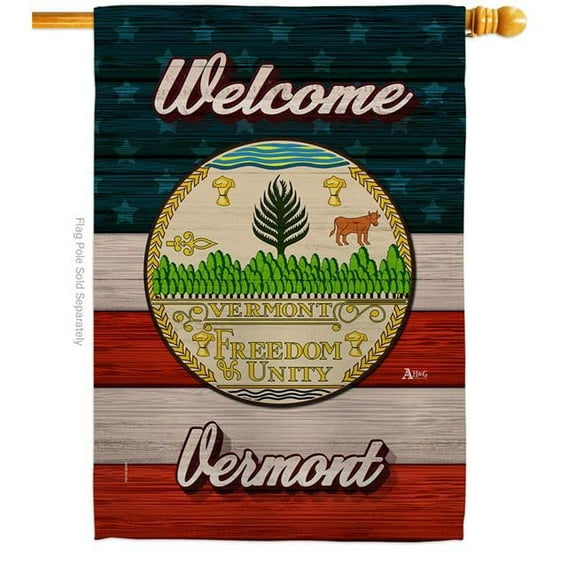 28 x 40 in. Welcome Vermont Double-Sided Vertical Decoration Banner House & Garden Flag - Yard Gift
