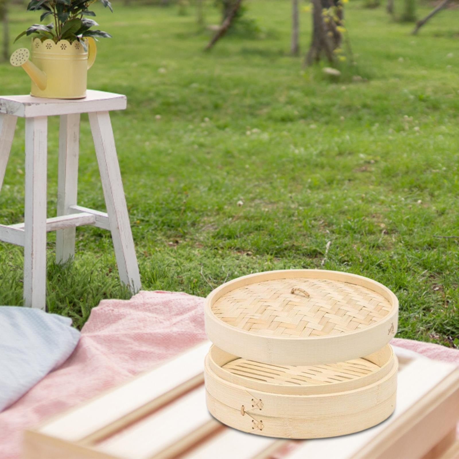 XKHZJL Bamboo Steamer Basket | Steamer for Cooking | Small Instant Steaming Cookware Asian Food, Bao Buns, Chinese, Dim Sum, Dumpling, Rice, Vegetable Steam Pot