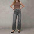 thumbnail image 3 of Zulora Women's High Waist Wide Leg Jeans Cuffed Hem Denim Pants Vintage Casual Straight Trousers for Spring Summer, 3 of 6
