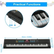 61 Keys Keyboard Piano, Electric Piano with Microphone Built-In Speaker 6 Demo Songs Gift Musical Instrument for Beginners, Teens (Black)