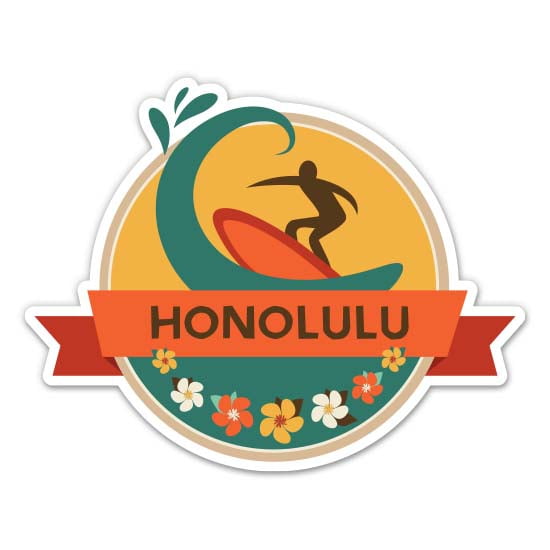 Honolulu Hawaii - 3" Vinyl Sticker - For Car Laptop Water Bottle Phone - Waterproof Decal