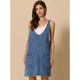thumbnail image 3 of DARING DIVA Women's Sleeveless Adjustable Strap Denim Mini Pinafore Dress XS Dark Blue, 3 of 6