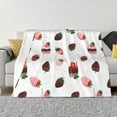 thumbnail image 3 of Throw Blanket for Couch, Cute Chocolate Strawberry Super Soft Fuzzy Comfy Warm Throw Blanket, Cuteness Lightweight Cozy Plush Flannel Blanket & Throws for Sofa and Bed All Season, 3 of 5