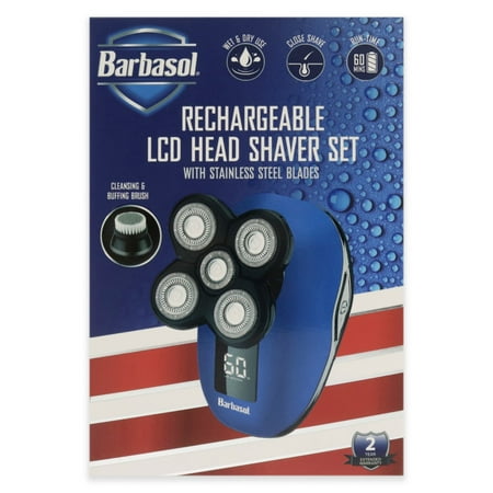 Barbasol - Rechargeable LCD 5 Head Wet/Dry Electric Shaver With Stainless Steel Blades - Blue